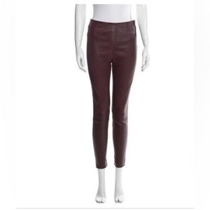 T by Alexander Wang Cropped Lamb Leather Leggings Burgundy